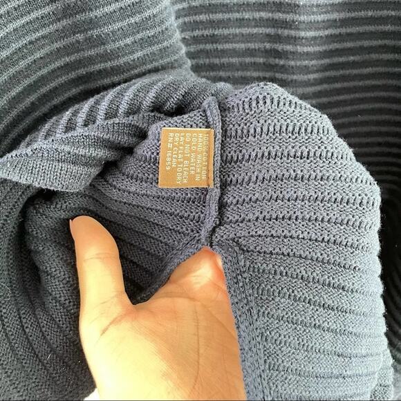 J. McLaughlin | Womens Navy Blue Oversized One Size Dolman Sleeve Sweater Ribbed - Picture 7 of 7